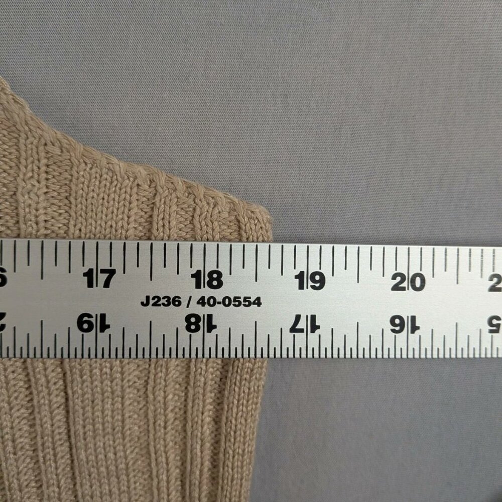 Womens Size Large Tan Sleeveless Knitted Tank Top With Gold Metal Accent - Picture 5 of 6
